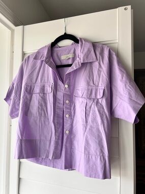 LOFT Soft Lavender Button-Front Shirt